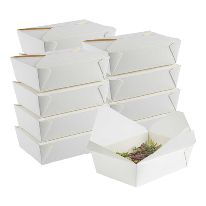 Bio Tek 71 oz Rectangle White Paper #3 Bio Box Take Out Container - 8 1/2" x 6 1/4" x 2 1/2" - 50 count box