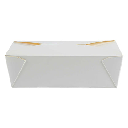 Bio Tek 71 oz Rectangle White Paper #3 Bio Box Take Out Container - 8 1/2" x 6 1/4" x 2 1/2" - 50 count box