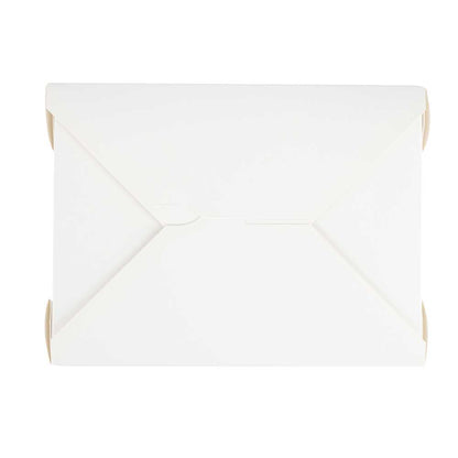 Bio Tek 71 oz Rectangle White Paper #3 Bio Box Take Out Container - 8 1/2" x 6 1/4" x 2 1/2" - 50 count box