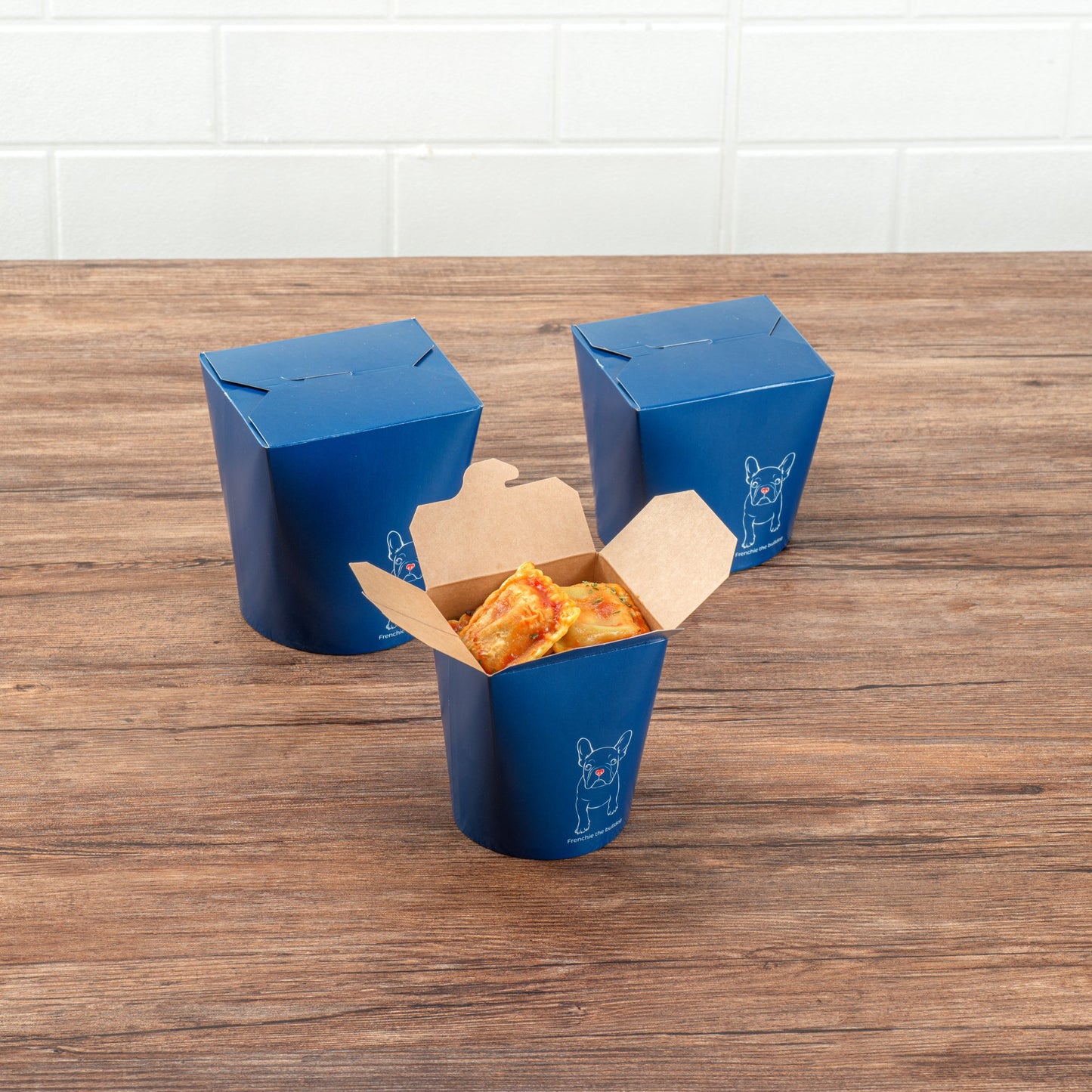 Bio Tek 16 oz Round Frenchie Paper Noodle Take Out Container - 3 1/4" x 3" x 4" - 200 count box