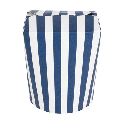 Bio Tek 16 oz Round Blue and White Stripe Paper Noodle Take Out Container - 3 1/4" x 3" x 4" -50 count box
