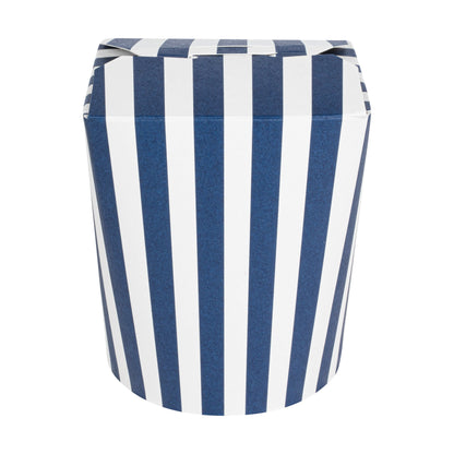 Bio Tek 16 oz Round Blue and White Stripe Paper Noodle Take Out Container - 3 1/4" x 3" x 4" - 200 count box