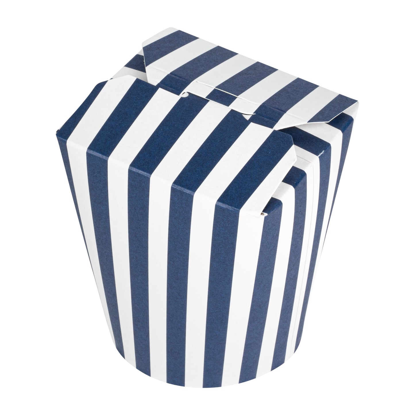 Bio Tek 16 oz Round Blue and White Stripe Paper Noodle Take Out Container - 3 1/4" x 3" x 4" - 200 count box