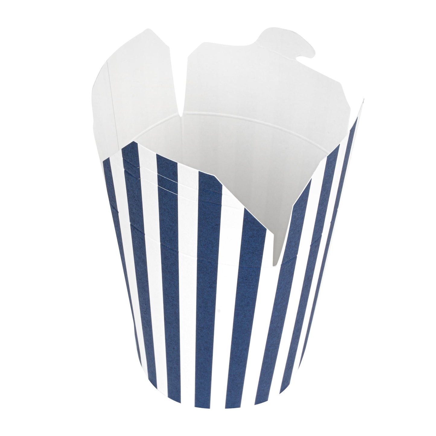 Bio Tek 16 oz Round Blue and White Stripe Paper Noodle Take Out Container - 3 1/4" x 3" x 4" - 200 count box