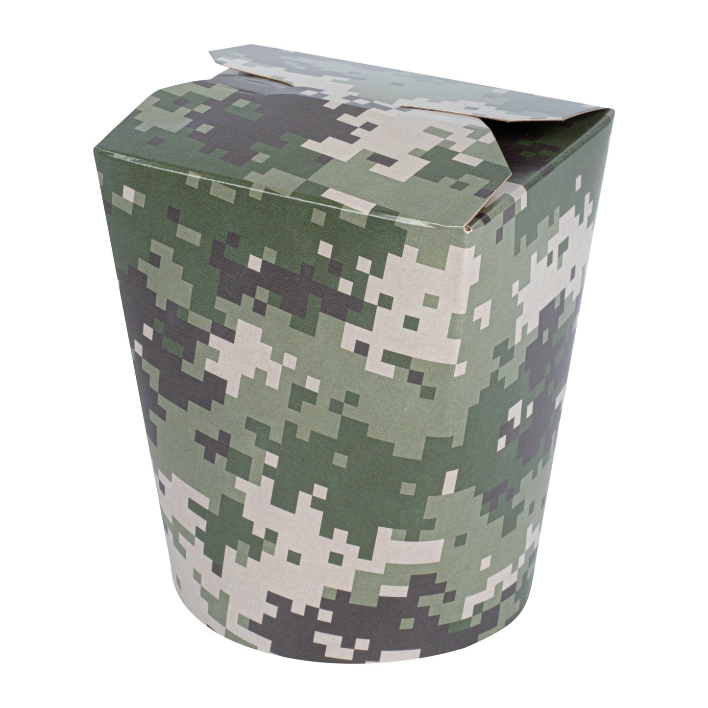 Bio Tek 16 oz Round Camouflage Paper Noodle Take Out Container - 3 1/4" x 3" x 4" - 200 count box