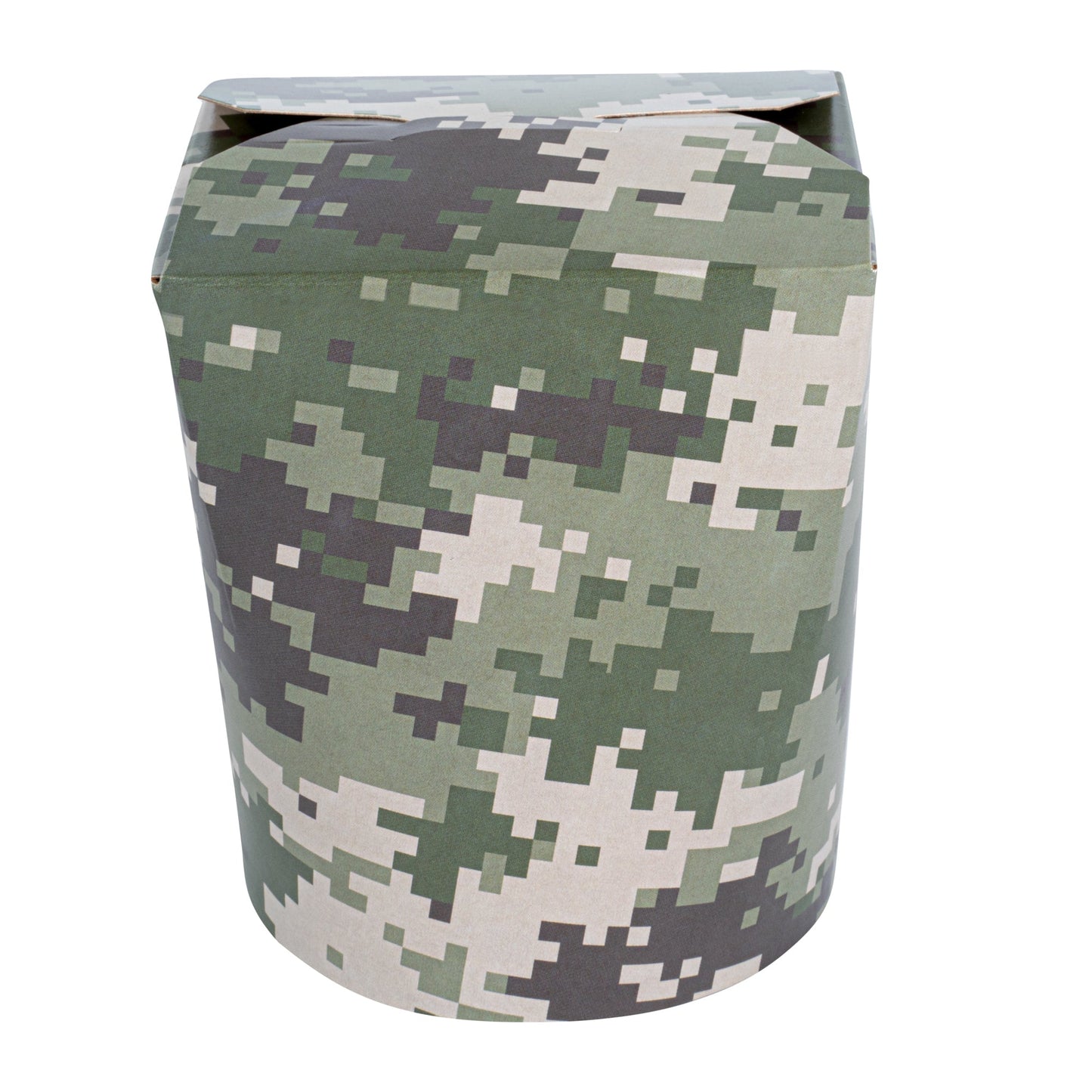 Bio Tek 16 oz Round Camouflage Paper Noodle Take Out Container - 3 1/4" x 3" x 4" - 200 count box