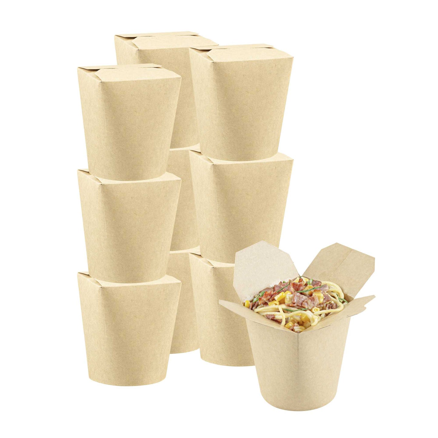 Bio Tek 16 oz Round Kraft Paper Noodle Take Out Container - 3 1/4" x 3" x 4" - 200 count box
