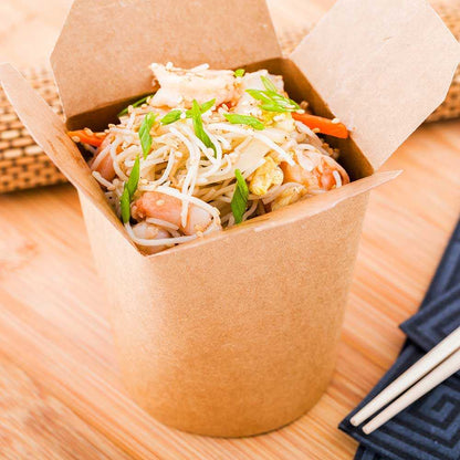 Bio Tek 16 oz Round Kraft Paper Noodle Take Out Container - 3 1/4" x 3" x 4" - 200 count box