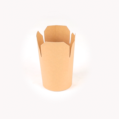 Bio Tek 16 oz Round Kraft Paper Noodle Take Out Container - 3 1/4" x 3" x 4" - 50 count box