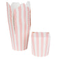 Bio Tek 16 oz Round Pink and White Stripe Paper Noodle Take Out Container - 3 1/4" x 3" x 4" -50 count box