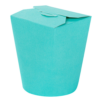 Bio Tek 16 oz Round Turquoise Paper Noodle Take Out Container - 3 1/4" x 3" x 4" - 50 count box