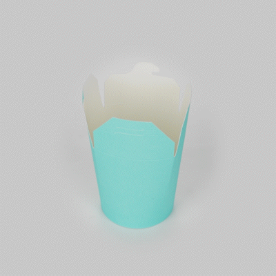 Bio Tek 16 oz Round Turquoise Paper Noodle Take Out Container - 3 1/4" x 3" x 4" - 50 count box