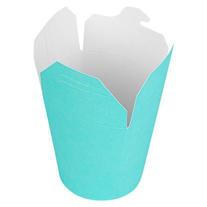 Bio Tek 16 oz Round Turquoise Paper Noodle Take Out Container - 3 1/4" x 3" x 4" - 50 count box