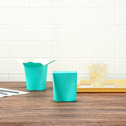 Bio Tek 16 oz Round Turquoise Paper Noodle Take Out Container - 3 1/4" x 3" x 4" - 200 count box