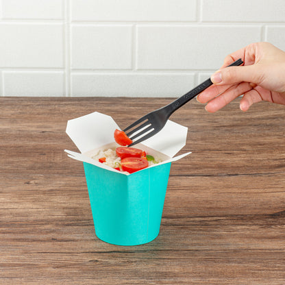 Bio Tek 16 oz Round Turquoise Paper Noodle Take Out Container - 3 1/4" x 3" x 4" - 200 count box