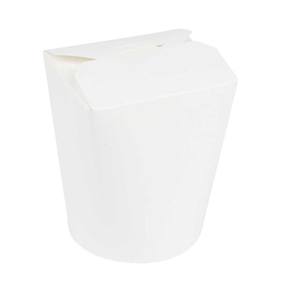 Bio Tek 16 oz Round White Paper Noodle Take Out Container - 3 1/4" x 3" x 4" - 200 count box