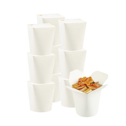 Bio Tek 16 oz Round White Paper Noodle Take Out Container - 3 1/4" x 3" x 4" - 200 count box