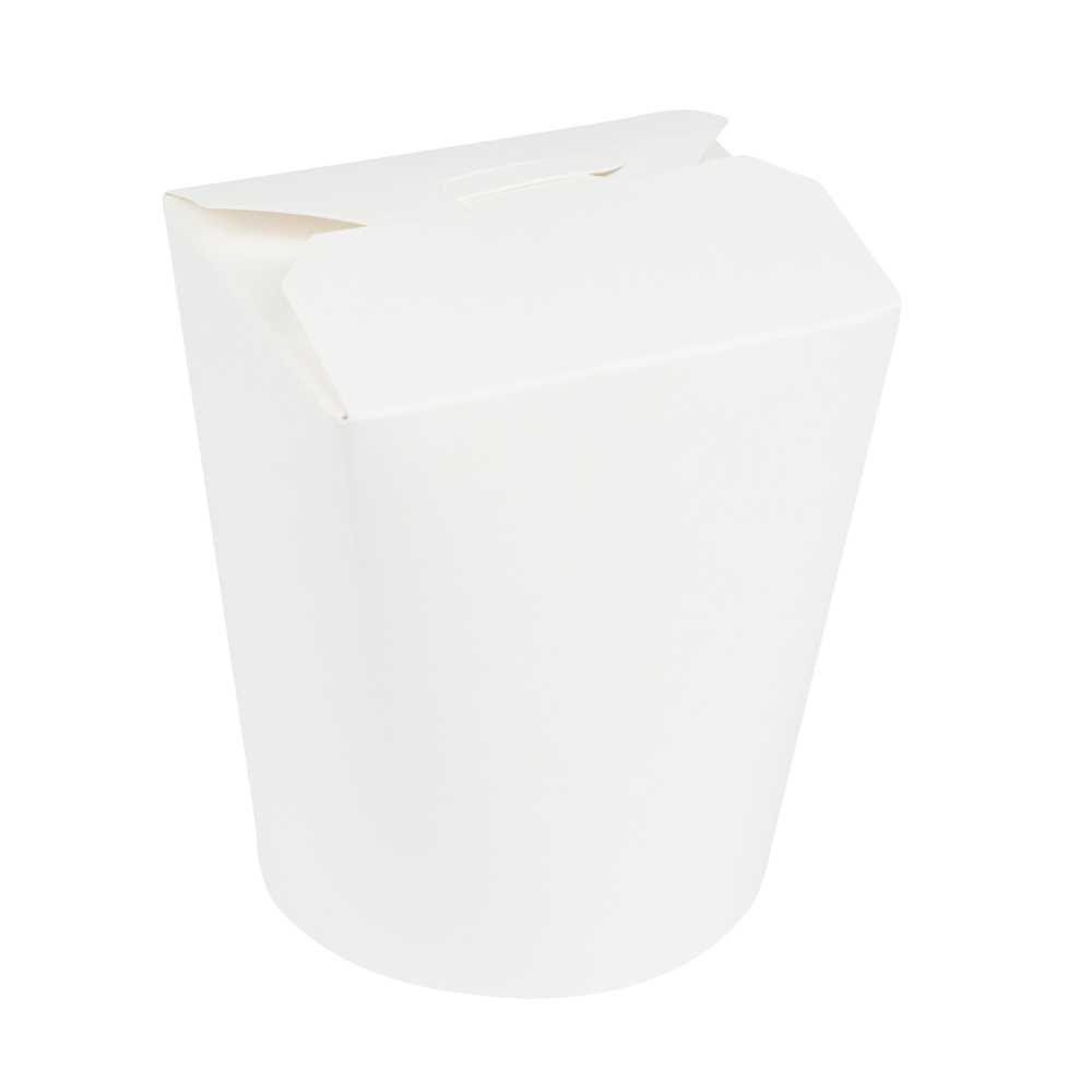 Bio Tek 16 oz Round White Paper Noodle Take Out Container - 3 1/4" x 3" x 4" - 50 count box