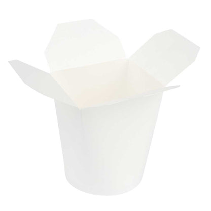Bio Tek 16 oz Round White Paper Noodle Take Out Container - 3 1/4" x 3" x 4" - 50 count box
