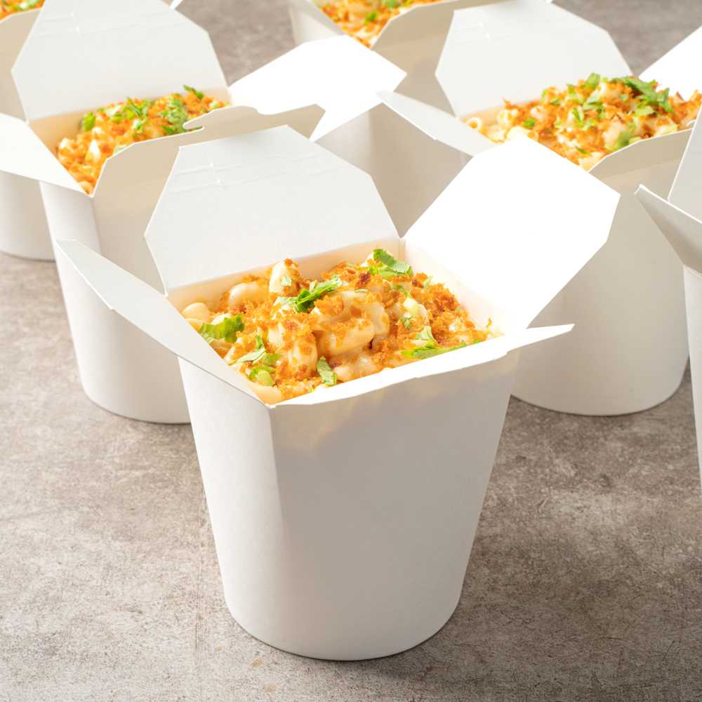 Bio Tek 16 oz Round White Paper Noodle Take Out Container - 3 1/4" x 3" x 4" - 50 count box