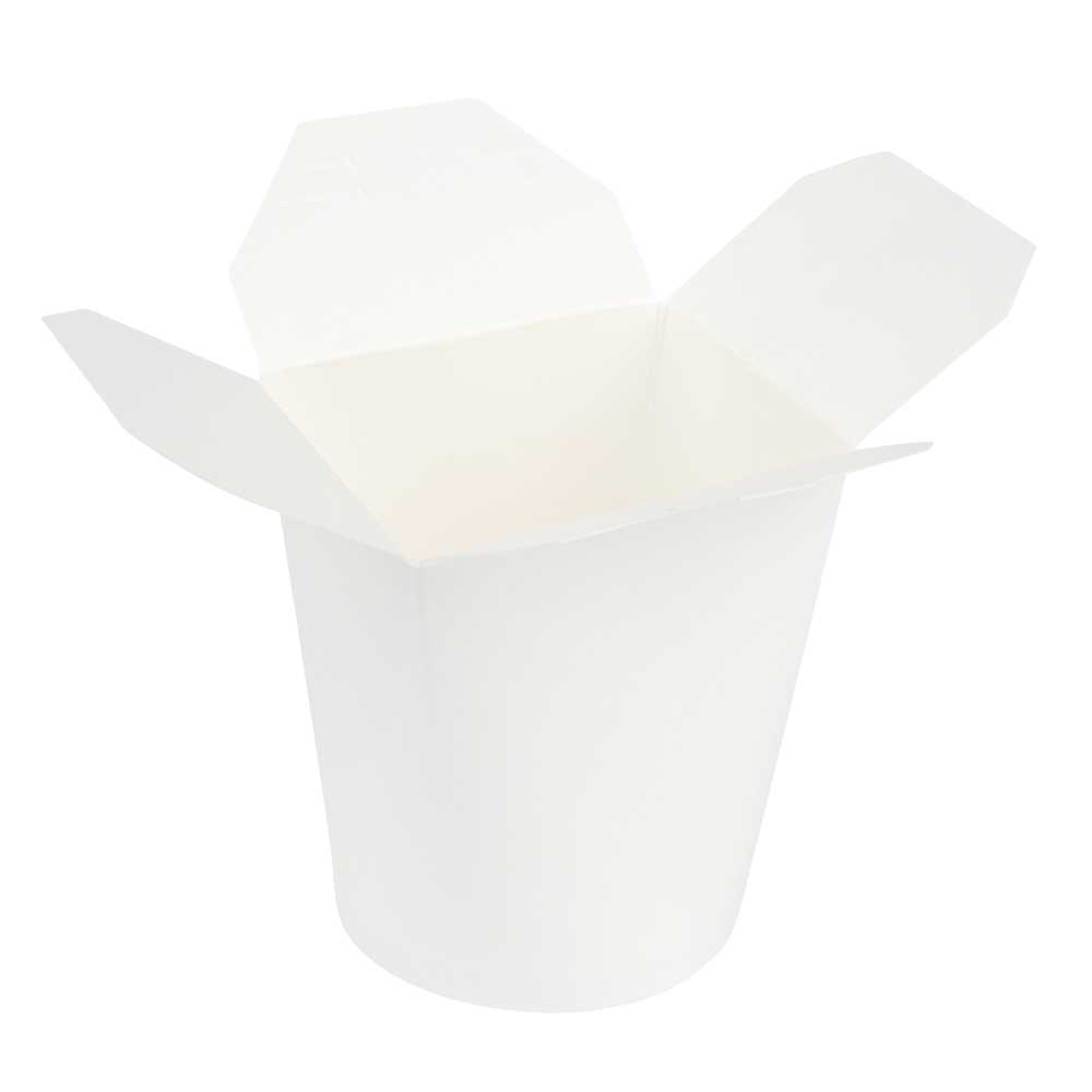 Bio Tek 16 oz Round White Paper Noodle Take Out Container - 3 1/4" x 3" x 4" - 200 count box