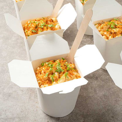 Bio Tek 16 oz Round White Paper Noodle Take Out Container - 3 1/4" x 3" x 4" - 200 count box