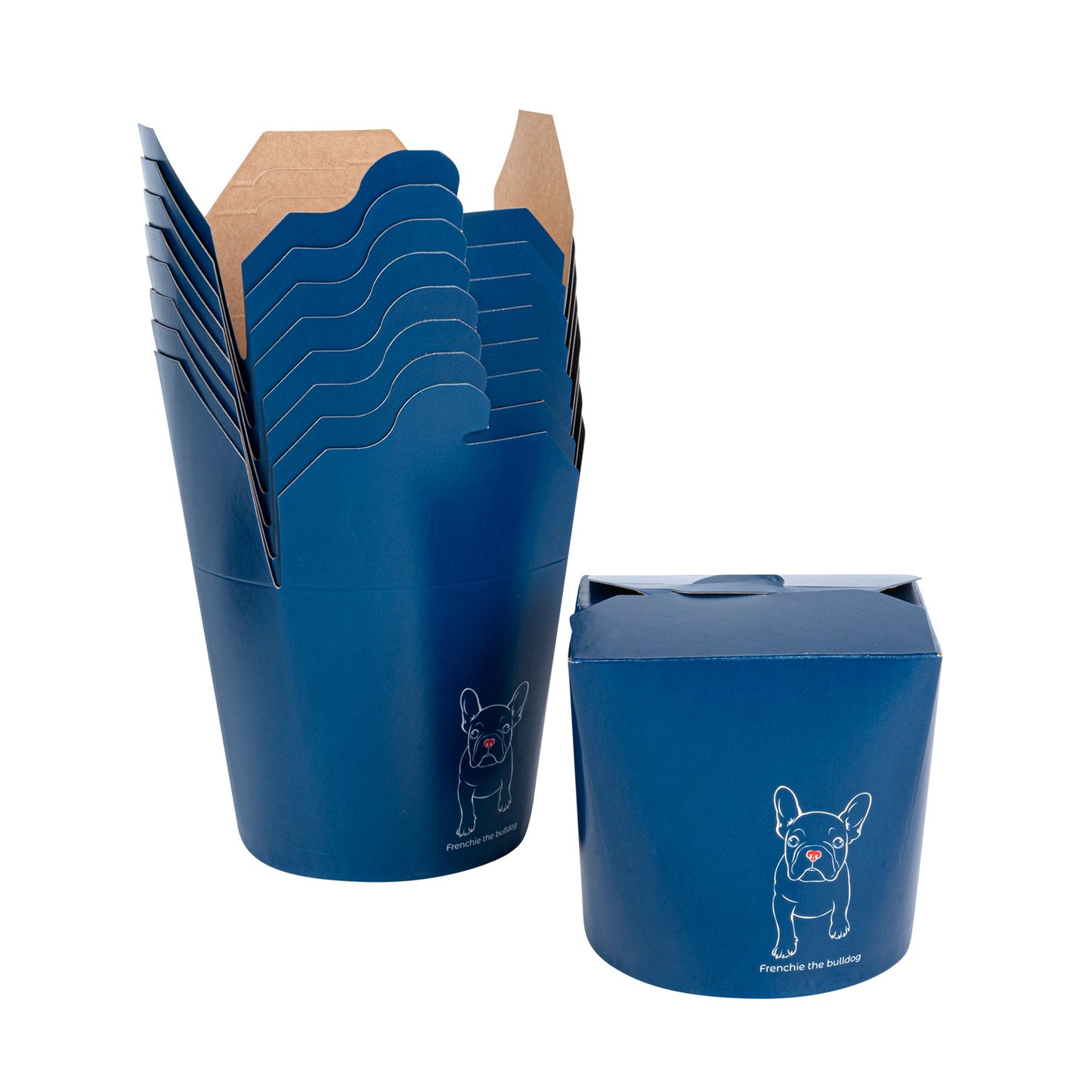 Bio Tek 26 oz Round Frenchie Paper Noodle Take Out Container - 4" x 3 1/2" x 3 3/4" - 200 count box