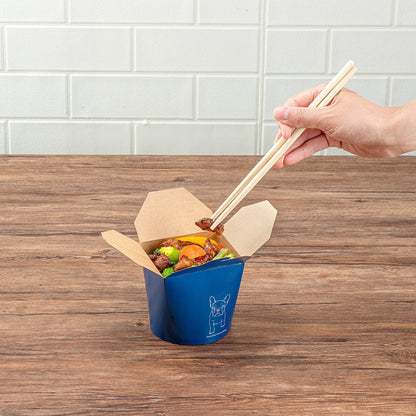 Bio Tek 26 oz Round Frenchie Paper Noodle Take Out Container - 4" x 3 1/2" x 3 3/4" - 200 count box