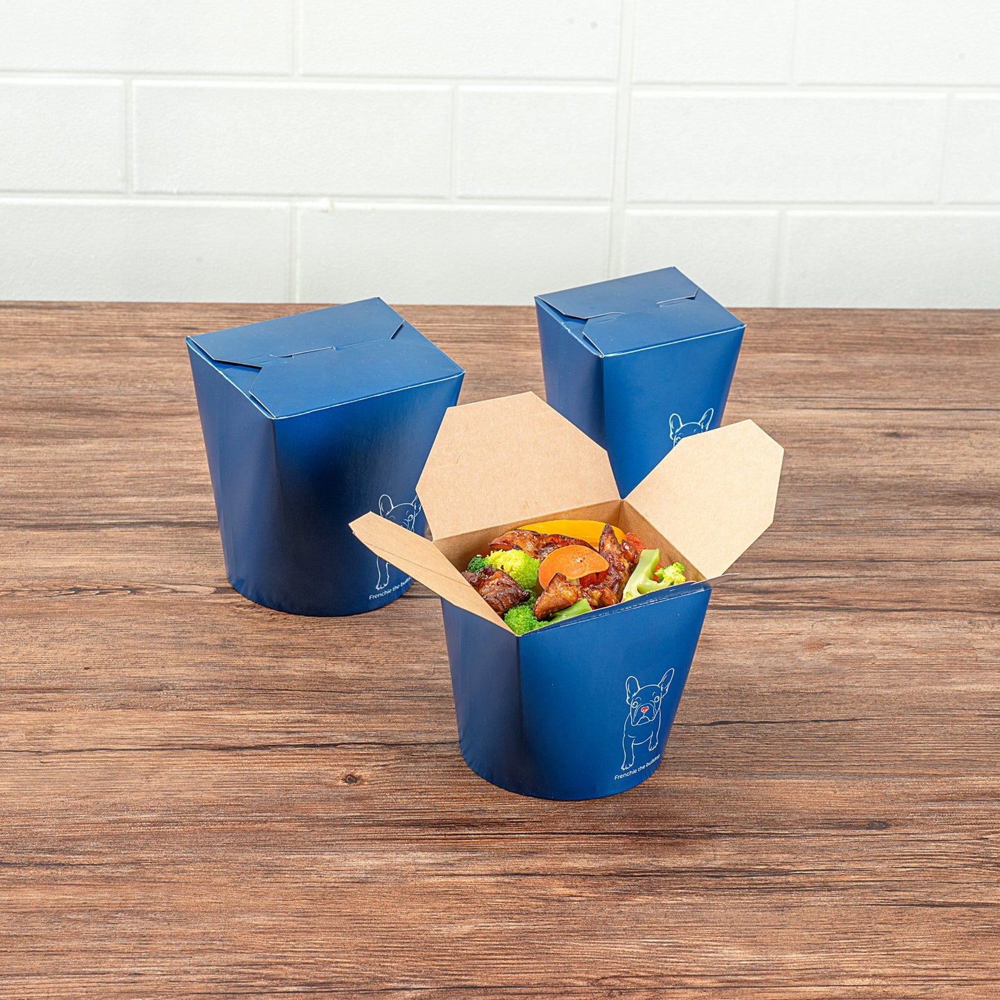 Bio Tek 26 oz Round Frenchie Paper Noodle Take Out Container - 4" x 3 1/2" x 3 3/4" - 200 count box