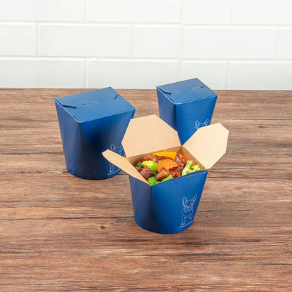 Bio Tek 26 oz Round Frenchie Paper Noodle Take Out Container - 4" x 3 1/2" x 3 3/4" - 200 count box
