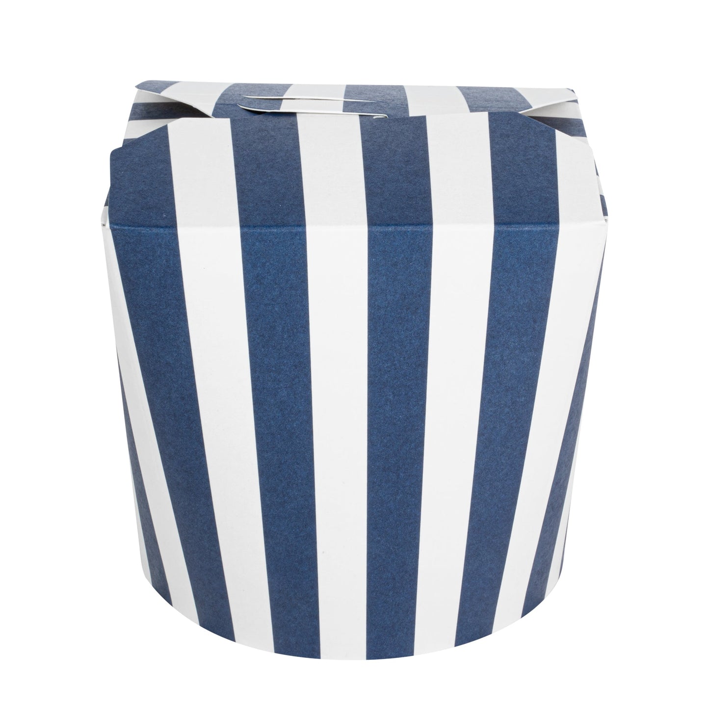Bio Tek 26 oz Round Blue and White Stripe Paper Noodle Take Out Container - 4" x 3 1/2" x 3 3/4" - 200 count box