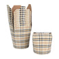Bio Tek 26 oz Round Plaid Paper Noodle Take Out Container - 4" x 3 1/2" x 3 3/4" - 50 count box