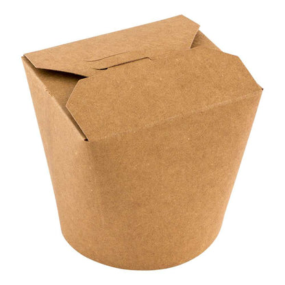 Bio Tek 26 oz Round Kraft Paper Noodle Take Out Container - 4" x 3 1/2" x 3 3/4" - 50 count box