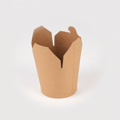 Bio Tek 26 oz Round Kraft Paper Noodle Take Out Container - 4" x 3 1/2" x 3 3/4" - 200 count box