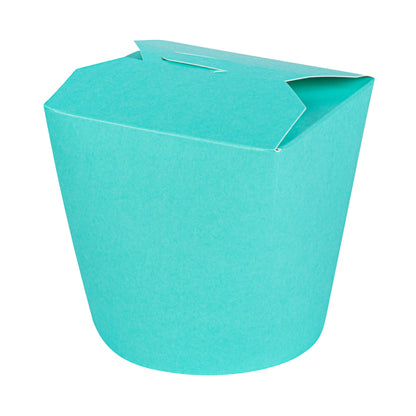 Bio Tek 26 oz Round Turquoise Paper Noodle Take Out Container - 4" x 3 1/2" x 3 3/4" - 50 count box
