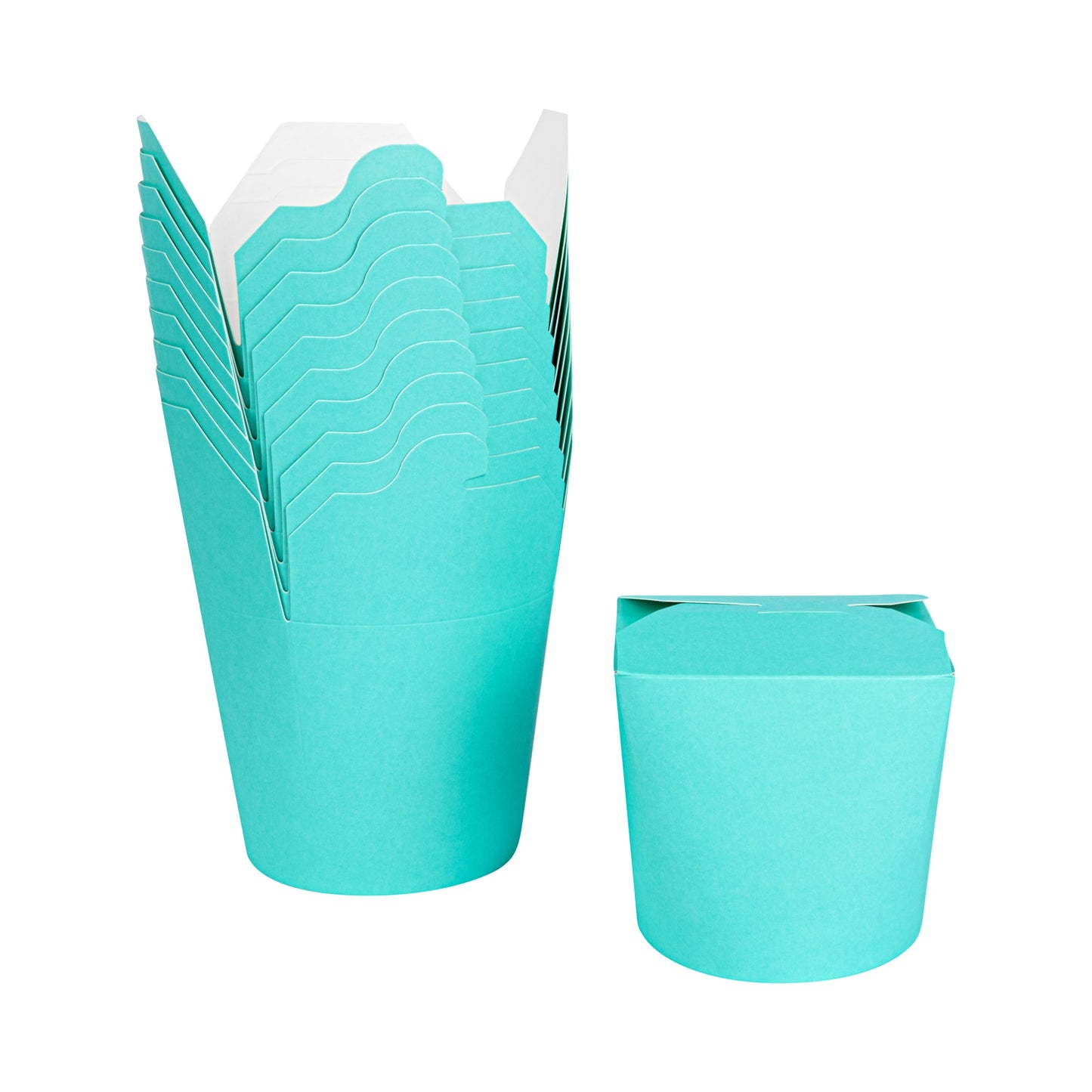 Bio Tek 26 oz Round Turquoise Paper Noodle Take Out Container - 4" x 3 1/2" x 3 3/4" - 50 count box
