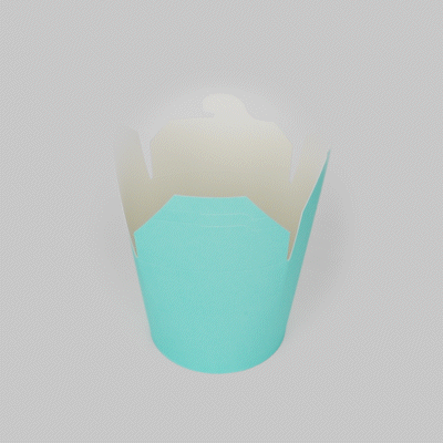 Bio Tek 26 oz Round Turquoise Paper Noodle Take Out Container - 4" x 3 1/2" x 3 3/4" - 50 count box