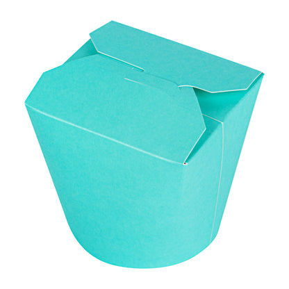 Bio Tek 26 oz Round Turquoise Paper Noodle Take Out Container - 4" x 3 1/2" x 3 3/4" - 50 count box