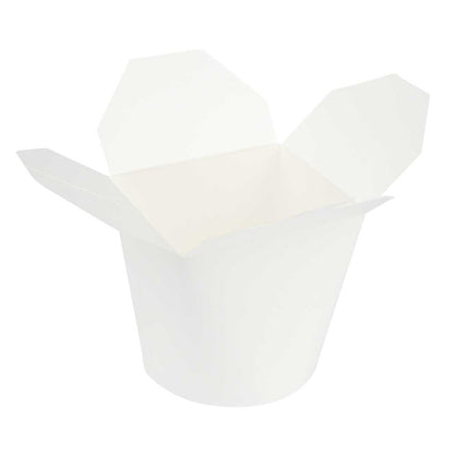 Bio Tek 26 oz Round White Paper Noodle Take Out Container - 4" x 3 1/2" x 3 3/4" - 200 count box