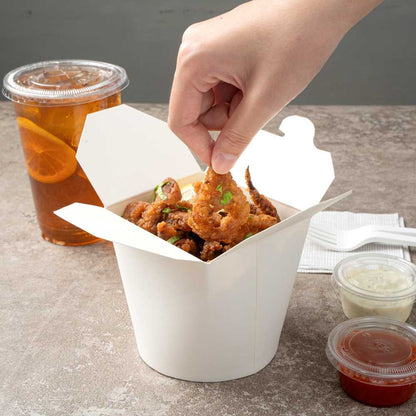 Bio Tek 26 oz Round White Paper Noodle Take Out Container - 4" x 3 1/2" x 3 3/4" - 200 count box
