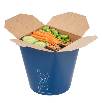 Bio Tek 32 oz Round Frenchie Paper Noodle Take Out Container - 4" x 3 1/2" x 4 1/2" - 200 count box