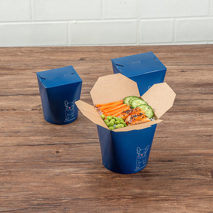 Bio Tek 32 oz Round Frenchie Paper Noodle Take Out Container - 4" x 3 1/2" x 4 1/2" - 200 count box