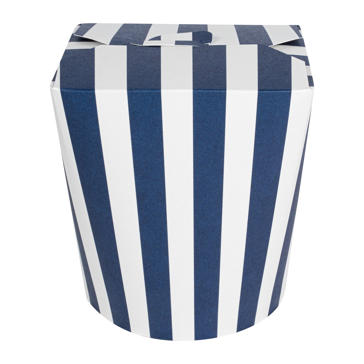 Bio Tek 32 oz Round Blue and White Stripe Paper Noodle Take Out Container - 4" x 3 1/2" x 4 1/2" - 50 count box
