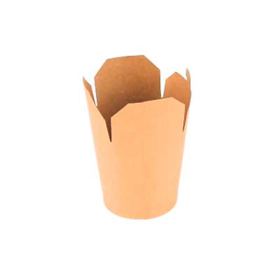 Bio Tek 32 oz Round Kraft Paper Noodle Take Out Container - 4" x 3 1/2" x 4 1/2" - 200 count box