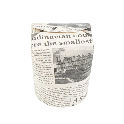 Bio Tek 32 oz Round Newsprint Paper Noodle Take Out Container - 4" x 3 1/2" x 4 1/2" - 50 count box