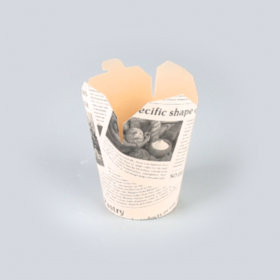 Bio Tek 32 oz Round Newsprint Paper Noodle Take Out Container - 4" x 3 1/2" x 4 1/2" - 200 count box