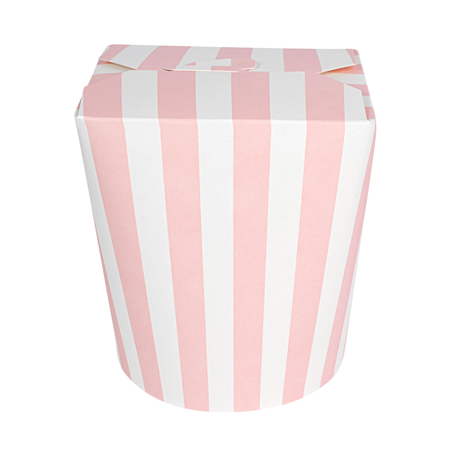 Bio Tek 32 oz Round Pink and White Stripe Paper Noodle Take Out Container - 4" x 3 1/2" x 4 1/2" - 200 count box