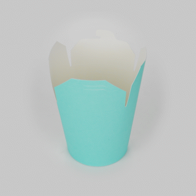Bio Tek 32 oz Round Turquoise Paper Noodle Take Out Container - 4" x 3 1/2" x 4 1/2" - 50 count box