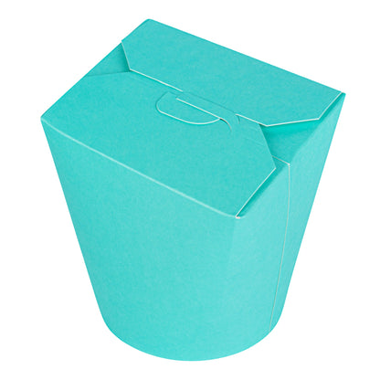 Bio Tek 32 oz Round Turquoise Paper Noodle Take Out Container - 4" x 3 1/2" x 4 1/2" - 50 count box