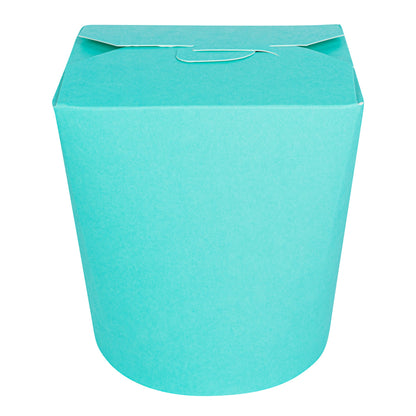 Bio Tek 32 oz Round Turquoise Paper Noodle Take Out Container - 4" x 3 1/2" x 4 1/2" - 200 count box